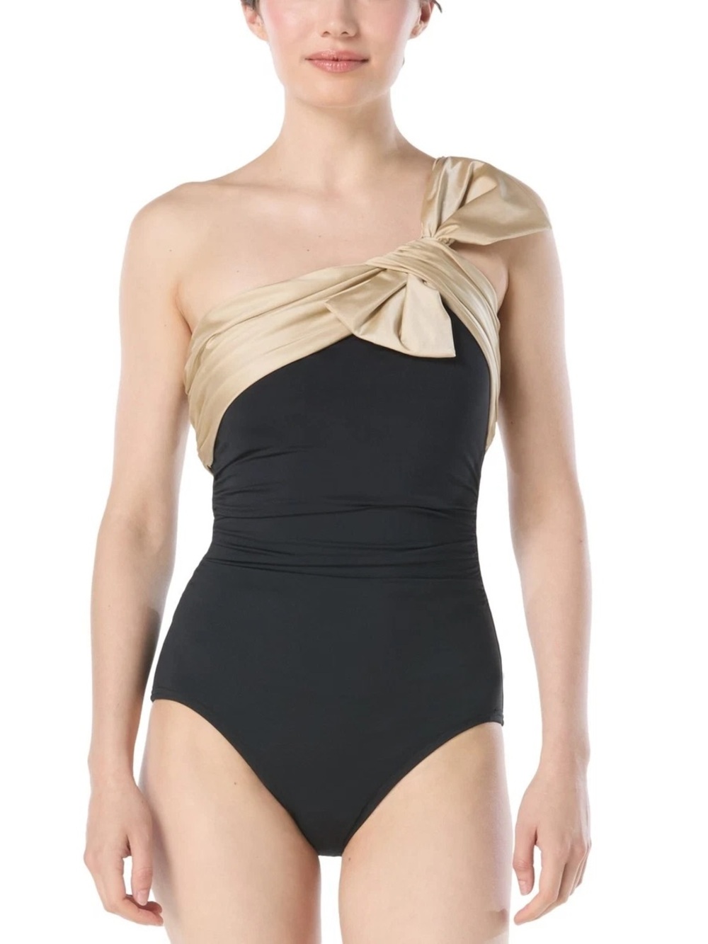 NWT Carmen Marc Valvo Lux Colorblock Bow Underwire One Piece Swimsuit